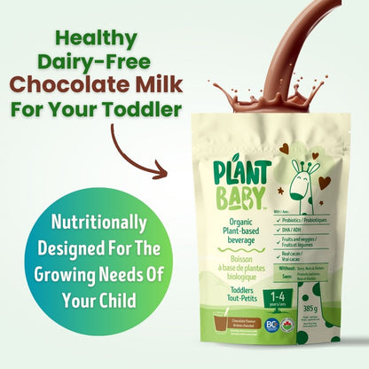 Plant Baby Chocolate - Healthy Chocolate Milk Alternative For Toddlers - Powder - Pouch With 385g
